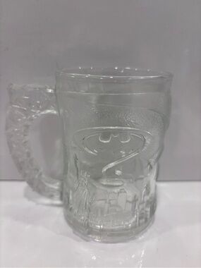 Vintage 1995 McDonald’s Batman Forever Embossed Glass Mug DC Comics